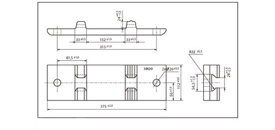 Vistas en 3 perspectivas de la Bancada Nervada Ps60, dónde se pueden ver las acotaciones que nos permitirán comprobar su tamaño