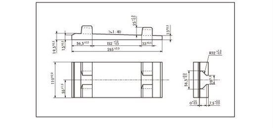 Vistas en 3 perspectivas de la Bancada Nervada Rph6, dónde se pueden ver las acotaciones que nos permitirán comprobar su tamaño